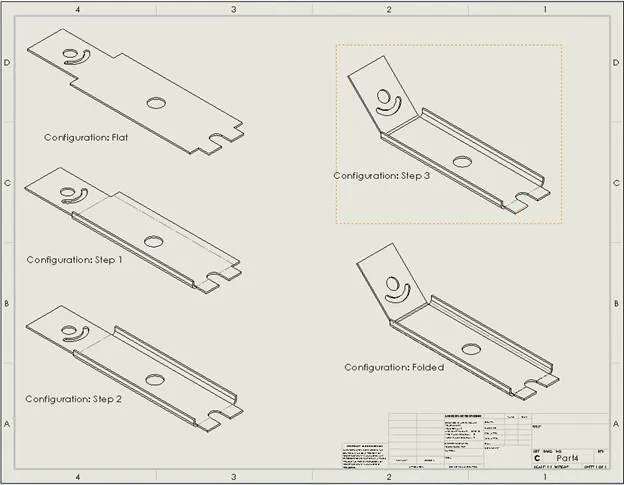 SOLIDWORKS Process Plan Drawings Now create a separate a view using each created configuration